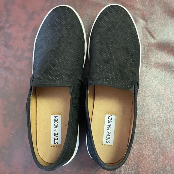 Steve Madden Gracy black slip on sneakers shoes,‎ size 9.5 - Picture 1 of 15